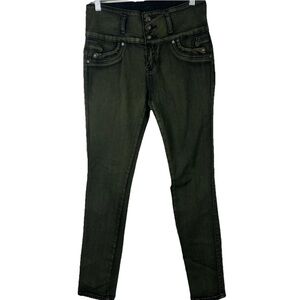Tush Push Dark Green Stretchy Skinny Jeans Juniors Size 9 Retro Vintage Style
